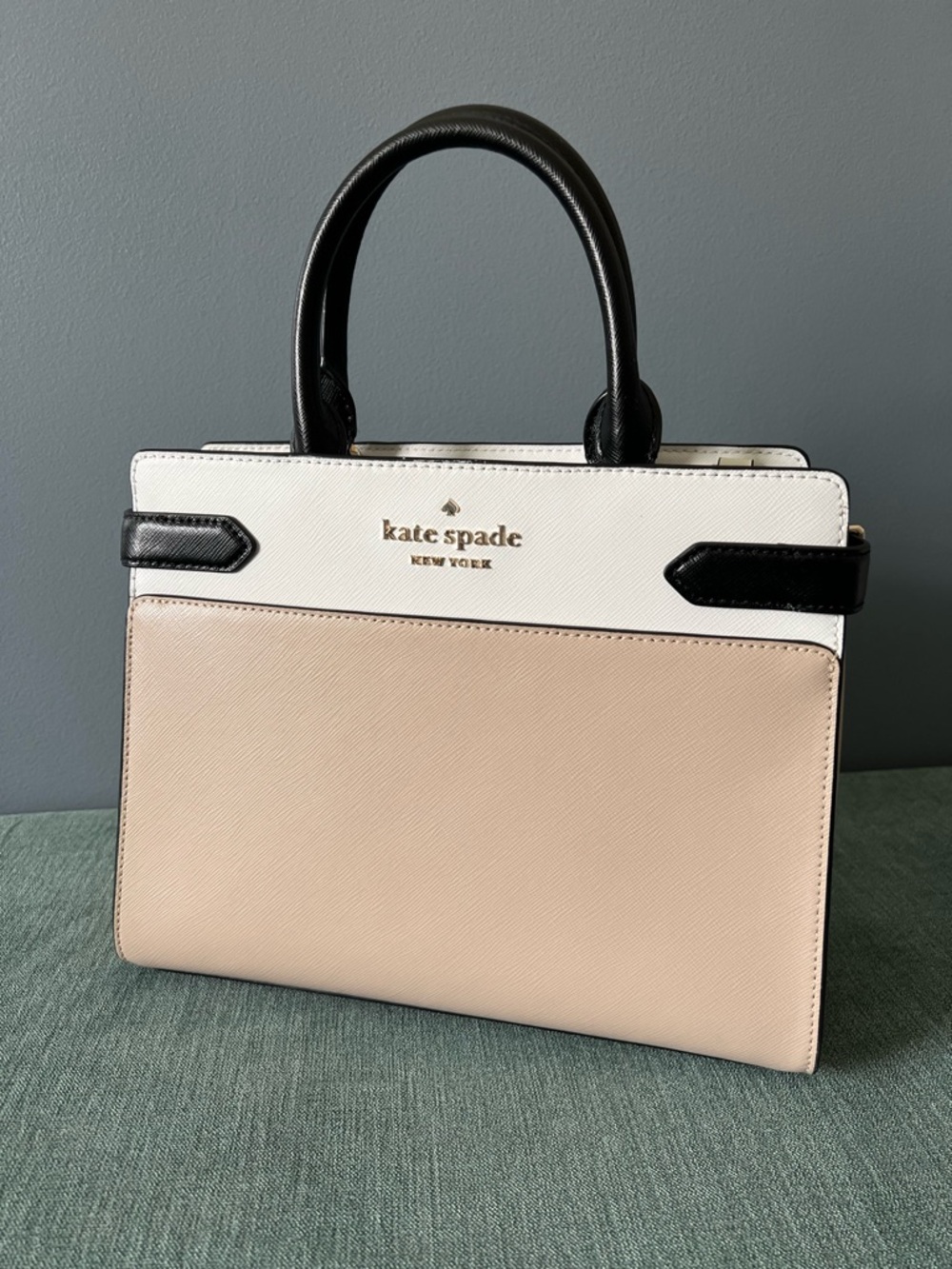 Kate Spade Staci Tri-color Colorblock Satchel (warm beige)